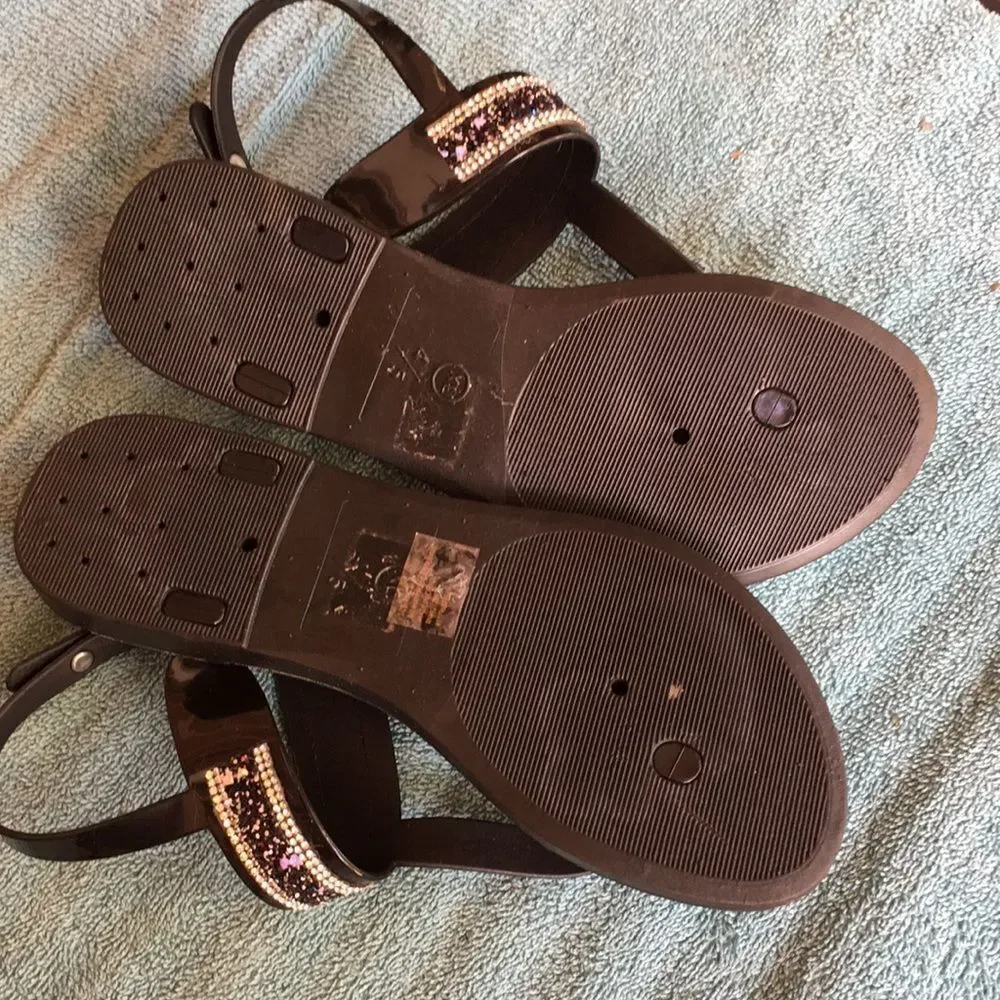 Bebe Black Beaded Sandals